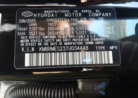 2026 Hyundai Palisade Calligraphy z USA, uszkodzony, nr VIN KM8RMES23TU034448